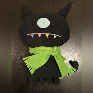 2004 FAO Exclusive Uglydoll 12" Black UglyDog Green Scarf Plush RARE Collectible